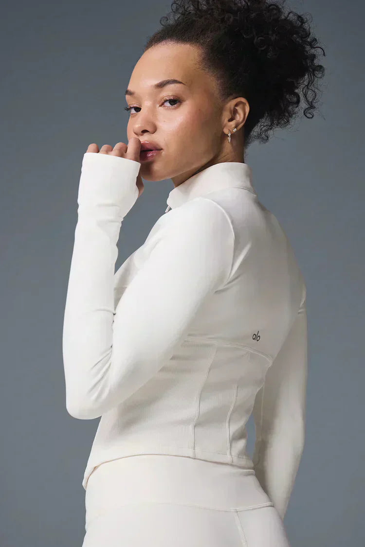 Airbrush Corset Full Zip Jacket - Ivory