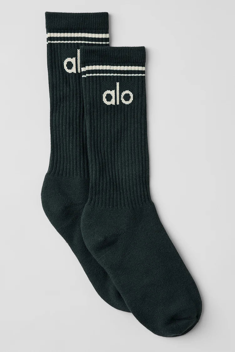 Unisex retro socks green/ivory