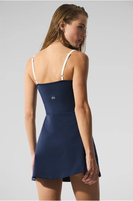 Streamlined dress with airbrushed finish - navy/ivory