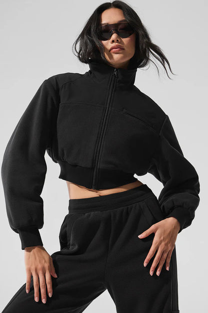 Short fleece jacket in a winter mix